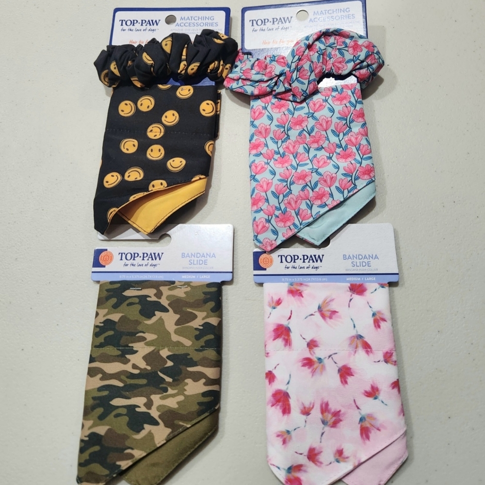 Top Paw Bandana Slides/Accessories for Dogs, Bundle, MD/LG